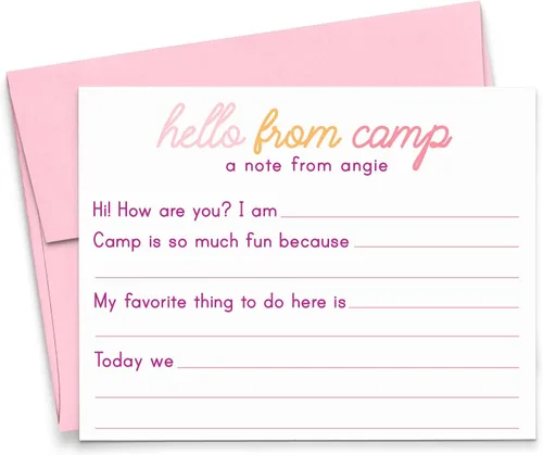 Vista 7 de Papelería personalizada con forro para niños, tarjetas de notas planas, papelería de campamento simple para niños con juego de sobres, tarjetas