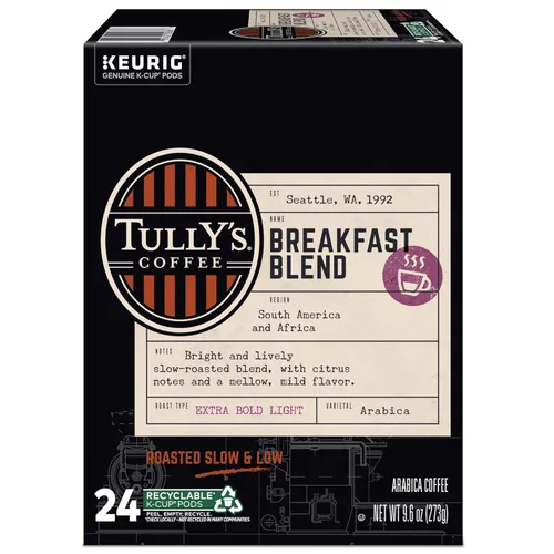 Vista 10 de Tully's Coffee Breakfast Blend Keurig - Cápsulas K-Cup de una sola porción, café tostado ligero, 96