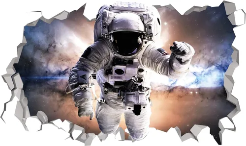 Vista 3 de Decoración de astronauta - Decoración de dormitorio con temática espacial - Calcomanía de pared de astronauta - Decoración de pared de astronauta