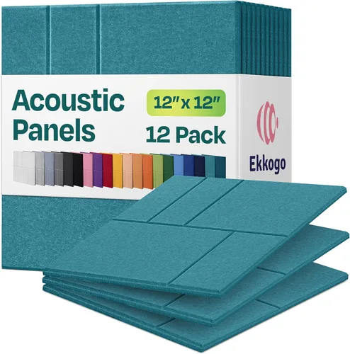 Vista 61 de Paneles acústicos de alta densidad para amortiguar sonidos, forma hexagonal, paquete de 12 unidades de 14" x 12.1" x 0.4", color turquesa océano