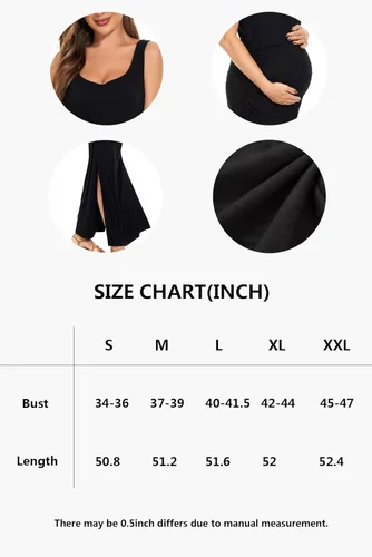 Vista 5 de Smallshow Vestido de maternidad largo dividido para mujer, ropa de embarazo fruncida