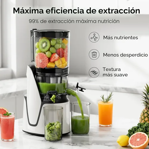Vista 8 de EanOruus Máquinas Exprimidoras, Extractor de Jugos de Prensa Fría 3 en 1 con Conducto Extra Grande de 6.5", Gran Capacidad de 100oz, Motor AC, Hace