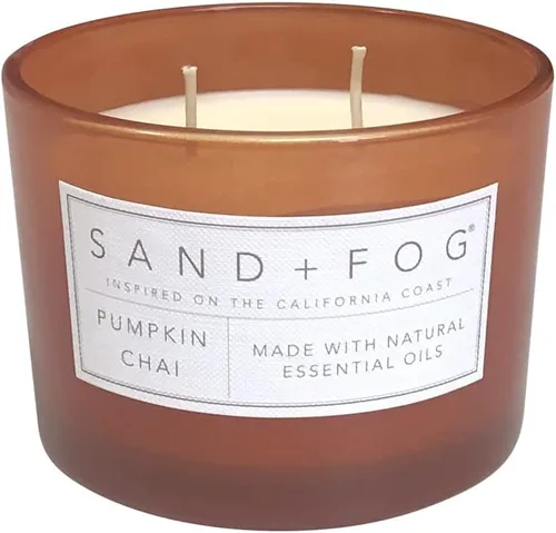 Vista 2 de Sand + Fog Vela perfumada – Pumpkin Chai – Aromas y tamaños adicionales – Mecha 100% algodón sin plomo – Velas de lujo en frasco para ambientar