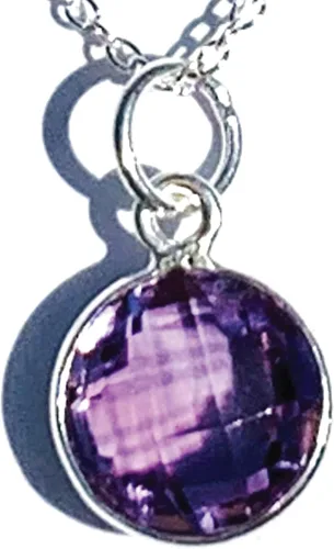 Collar con colgante redondo, piedras preciosas naturales, labradorita, piedra lunar arcoíris, cristal, cuarzo rosa, amatista, citrino, plata de ley,