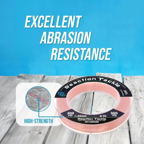Vista 3 de Reaction Tackle Línea de pesca de fluorocarbono 100% puro, alta resistencia, resistente a la abrasión, hundimiento rápido, prácticamente invisible