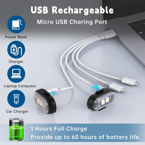 Vista 5 de 4 unidades de luces estroboscópicas LED inalámbricas con control remoto, 8 colores, luz de advertencia LED impermeable anticolisión con carga USB
