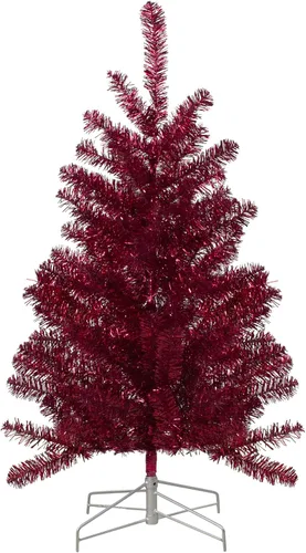 Vista 10 de 3' Metallic Pink Tinsel Artificial Christmas Tree - Unlit