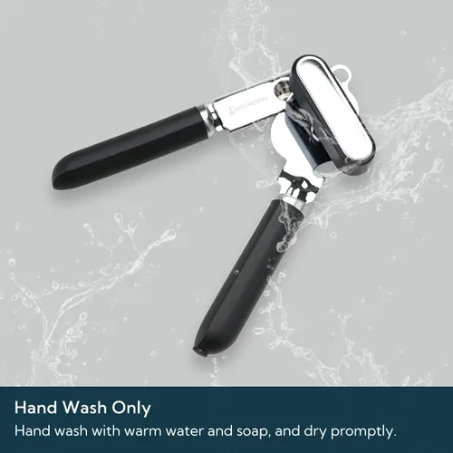 Vista 5 de KITCHENDAO Abrelatas manual, hoja Sandvik 12C27 súper afilada, abrelatas de mano con imán, corte de borde liso, agarre suave, perilla de gran