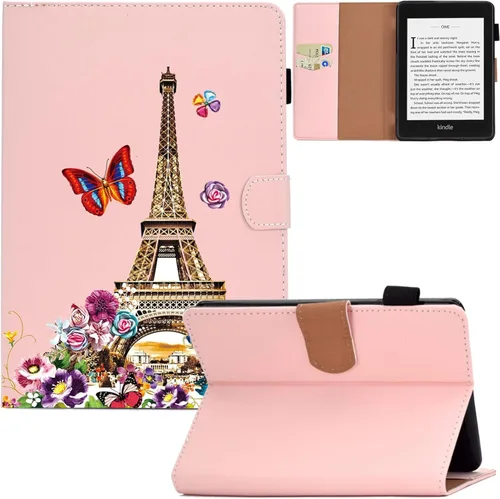 Vista 10 de Funda para Kindle Paperwhite, de piel sintética, con ranuras para tarjetas, con tapa de apagado y encendido automático para Yaxa Kindle Paperwhite