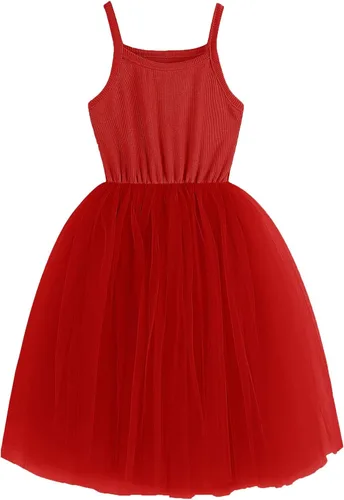 BGIRNUK Vestido tutú de manga larga para niñas pequeñas, sin mangas, vestido de tul de princesa