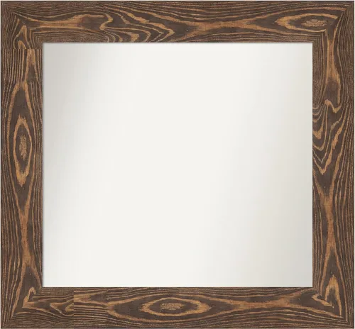 Vista 26 de Amanti Art Espejo de baño marrón para sobre fregadero, 26 x 26 pulgadas, espejo de tocador cuadrado marrón rústico Alexandria, marco de madera