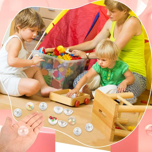 Vista 4 de 240 cápsulas de máquina expendedora de chicles de 1.1 pulgadas, cápsulas redondas transparentes, recipientes de plástico vacíos, cápsulas de juguete