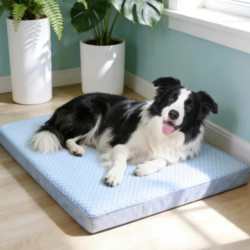 Vista 2 de Cama refrescante para perros grandes, cama ortopédica de espuma viscoelástica para mascotas con funda extraíble lavable, ideal para perros Rosa