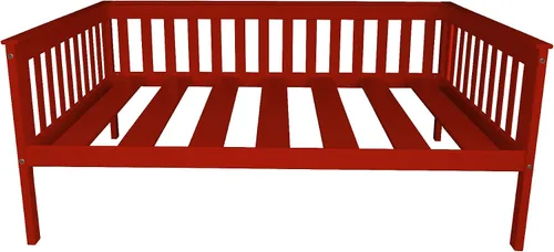 Vista 7 de Sofá cama de madera negra estilo misión de tamaño individual hecho en Amish Negro (Black Paint)