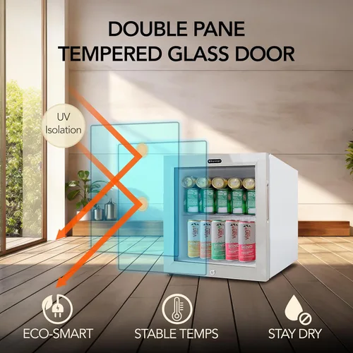 Vista 7 de Whynter - Refrigerador para bebidas con puerta de cristal de doble capa, Mini refrigerador independiente de 68 latas 1.6 pies cúbicos, BR-062WS