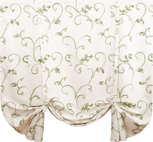 Vista 41 de VOGOL - Cenefa de cocina bordada con flores para ventanas, cenefa decorativa con filtro de luz para baño, cortinas con bolsillo para varilla corta
