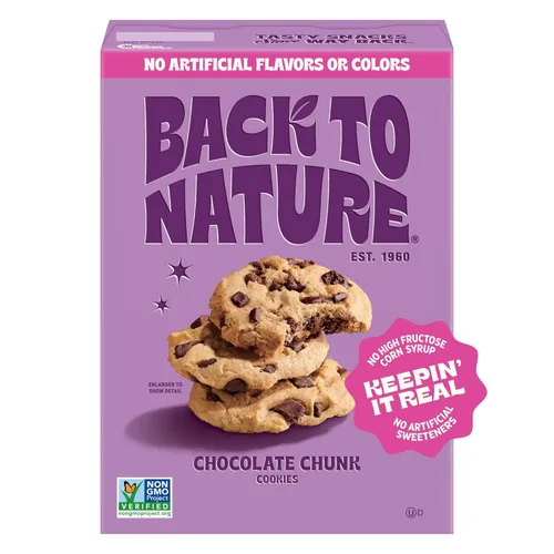 Back to Nature Galletas de trozos de chocolate, a base de plantas, sin OMG, hechas con harina de trigo, Snack Happy, caja de 7.5 onzas
