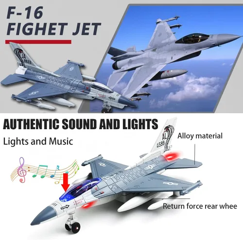Vista 4 de F-16 Fighting Falcon Thunderbirds Modelo Ejército Fuerza Aérea Militar Avión Modelo Kit con divertidas luces y sonidos, adecuado para entusiastas