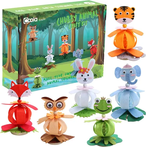 Kits de manualidades Coola para niños de fieltro Animales pequeños para niños - Pack de 6 Arte y manualidades DIY Juguetes educativos tempranos