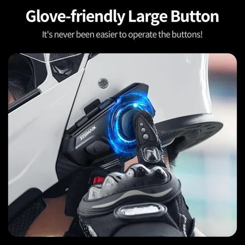 Vista 8 de JESIMAIK Auriculares Bluetooth para Casco de Motocicleta, Sistema de Comunicación de Casco de 2KM de 10 Vías, Intercomunicador de Audio Multitarea