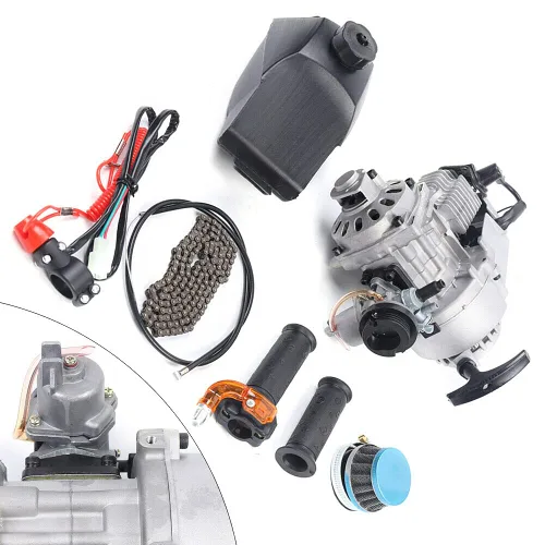 Vista 5 de Futchoy Kit de motor de motor de 2 tiempos y 49 cc, arranque de retroceso, 49 cc, kit de motor de motor de 2 tiempos para la mayoría de mini