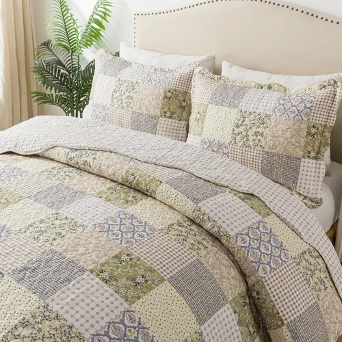 Vista 54 de HoneiLife - Juego de cama de dos piezas, tamaño individual, de microfibra, reversible, de retazos, estilo floral, todas las estaciones