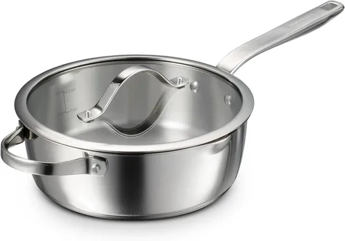 Vista 13 de Tramontina Tempo Sartén Braseadora de Acero Inoxidable con Base Tri-Capa de 6 Cuartos con Tapa de Vidrio, Lista para Inducción, Apta para Horno
