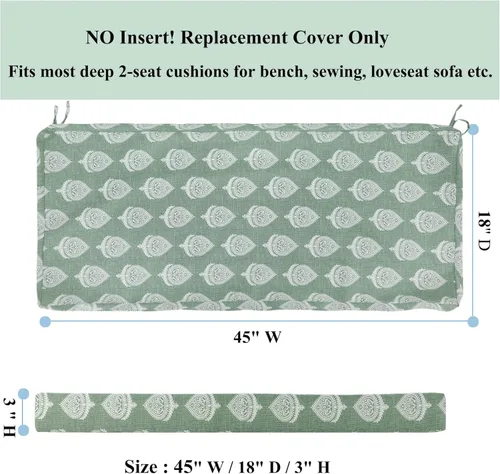 Vista 3 de FUNHOME Fundas de Cojín de Banco para Exteriores 45" x 18" x 3", ¡Sin Relleno! Fundas de Cojín de Repuesto para Muebles de Exterior, Resistentes al