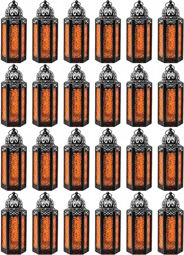 Vista 25 de VELA LANTERNS Farol portavelas decorativo, marroquí, gótico, morado, de 10.5 pulgadas, para mesa o colgar, decoración de Ramadán, decoración