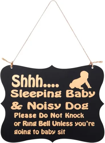 Baby Sleeping Sign for Front Door, Shhh Sleeping Baby Door Sign, Do Not Disturb Sign, Porch Door Hanger Sign Baby Room Hanging Decorative Sign