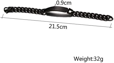 Vista 2 de Pulseras de identificación de acero inoxidable con grabado personalizable para hombres y mujeres, con placa de identificación, regalo de cumpleaños