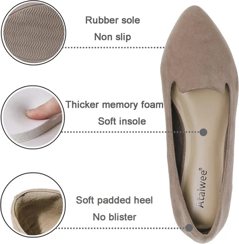 Vista 3 de Ataiwee Zapatos planos anchos para mujer - Zapatos de verano ajustables con correa en T para mujer.