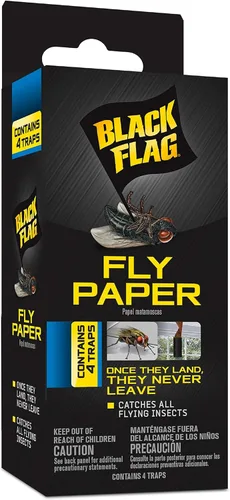 Black Flag Papel Adhesivo para Moscas, Trampa para Insectos, Atrapa Todos los Insectos Voladores 4 Trampas