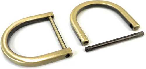 Vista 52 de 4 anillos en D resistentes de 1-1/2 pulgadas de oro dorado en forma de U de repuesto para bolso, llavero, collar de perro