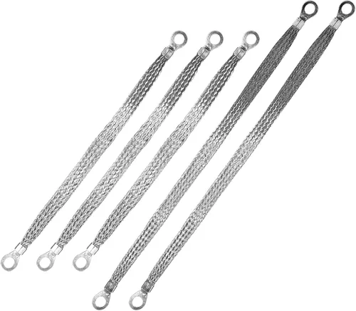 5 correas universales de tierra automotriz, 2 piezas de 13 pulgadas x 1/2 pulgadas y 3 cables de tierra de cobre de 10 pulgadas x 1/2 pulgadas,