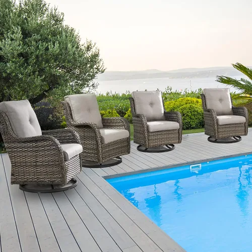 Vista 66 de Belord Mesa auxiliar pequeña para exteriores, mesa de mimbre de vidrio templado, mesa de centro impermeable para patio, mesa auxiliar de ratán