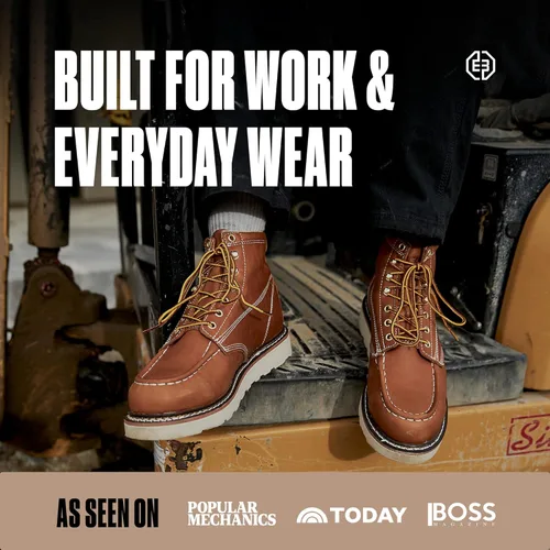 Vista 5 de EverBoots - Botas de trabajo para hombre, botas de cuero EverFit ligeras, cómodas, antideslizantes y con absorción de golpes, grano de aceite suave