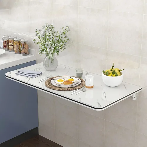 Vista 8 de Mesa plegable para cuarto de servicio, escritorio flotante para pared de espacios pequeños, mesa plegable de pared para oficina en casa, estación