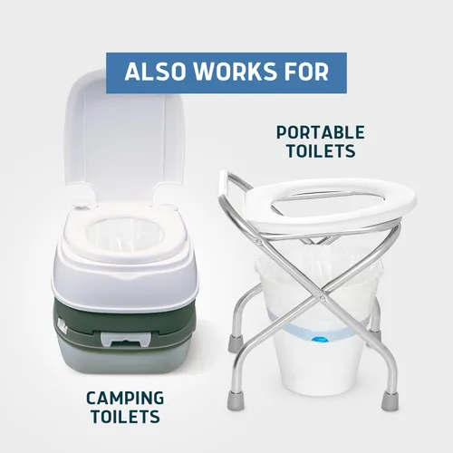 Vista 7 de Lunderg Commode Liners - Paquete económico de 50 unidades de ajuste universal - Forros de inodoro de grado médico desechables para silla de inodoro