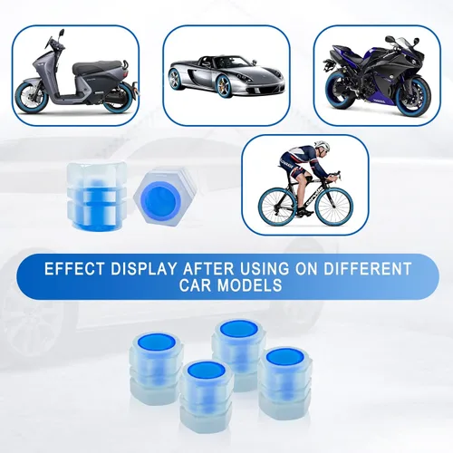 Vista 5 de Miytsya 4 tapones luminosos para válvulas de neumáticos, brillo luminoso por la noche, tapas de aire fluorescentes, cubiertas iluminadas