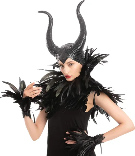 Vista 8 de Spooktacular Creations Black Evil Queen Accessories Set for Halloween Cosplay Party Gothic Crow Costume