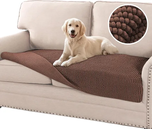Vista 10 de Flamingo P Funda de cama de felpilla para perro, funda gruesa para sofá biplaza para perros, lavable, protector antideslizante para sofá de 2