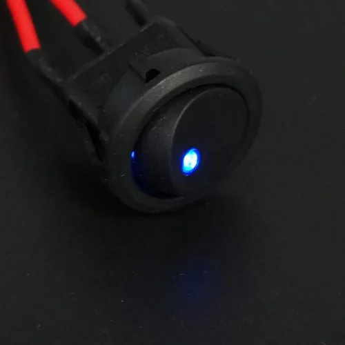 Vista 7 de Twidec /8 unids SPST Punto redondo iluminado interruptor basculante Control de palanca para coche o barco 20A 12V DC On/Off luz LED azul con cables
