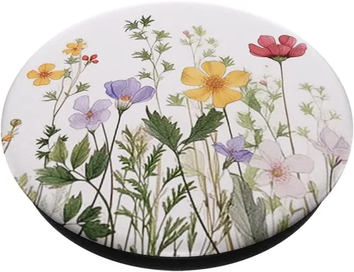 Vista 2 de Patrón floral Flores silvestres Flores Ramo Flor Pastel PopSockets intercambiables PopGrip