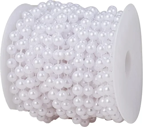 Vista 22 de Guirnalda de cuentas de perlas sintéticas para manualidades de 4mm rollo de hebra de perlas para decorar centros de mesa florales favor de fiesta