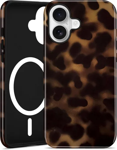 Vista 48 de Jusy Compatible with MagSafe Brown Tortoise Shell Print Phone Case for iPhone 7/8/SE, Amber Trendy Luxury Magnetic Soft TPU and Hard PC Protective