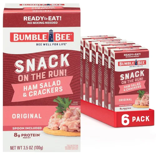 Vista 10 de Bumble Bee Snack On The Run Kit de Ensalada de Jamón con Galletas Saladas, 3.5 oz - Listo para Comer, Cuchara Incluida - Aperitivo Proteico Estable