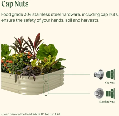 Vista 4 de Vego garden Aluzinc - Kit de cama elevada para jardín, 11 pulgadas de alto, 6 en 1, modular de metal para verduras, flores, patio, jardinera, caja