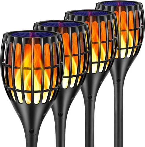 Vista 8 de Luces de Antorcha Solares, Luces de Antorchas de Llamas Parpadeantes Impermeables de 43", Focos Solares para Exteriores Decoración de Paisaje