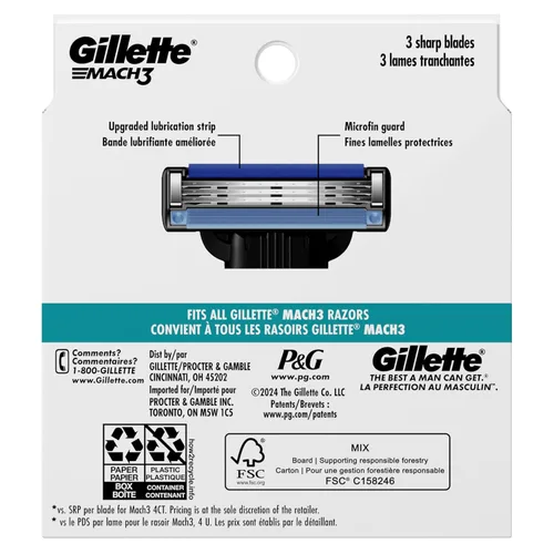 Vista 9 de Gillette Mach3 - Recambios de maquinilla de afeitar para hombres, 10 repuestos de cuchillas de afeitar